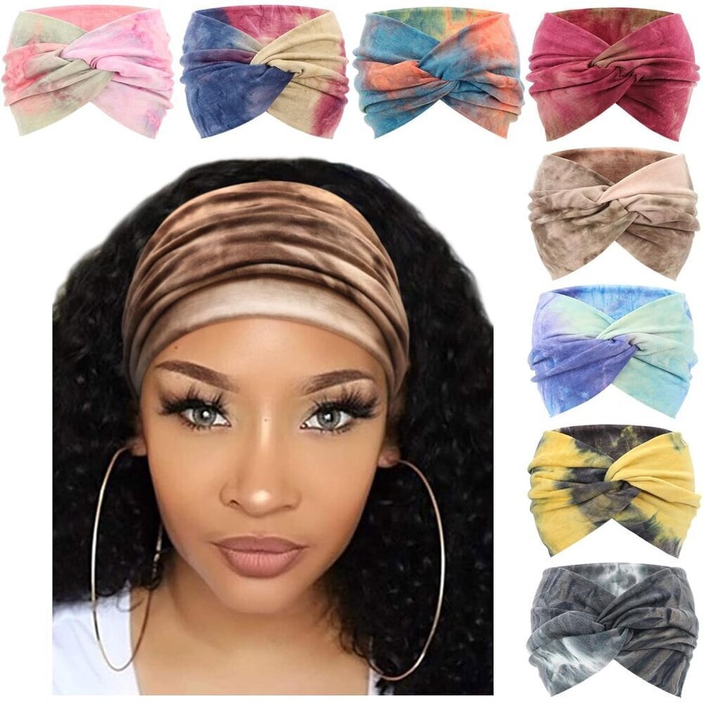 8 Pack Women Headbands Yoga Sport Hair Wraps Non Slip Elastic Stretch